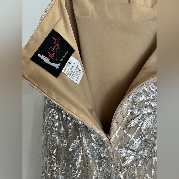Silver Hollywood Mac Duggal Rhinestone Sequined GOWN in Size 8
